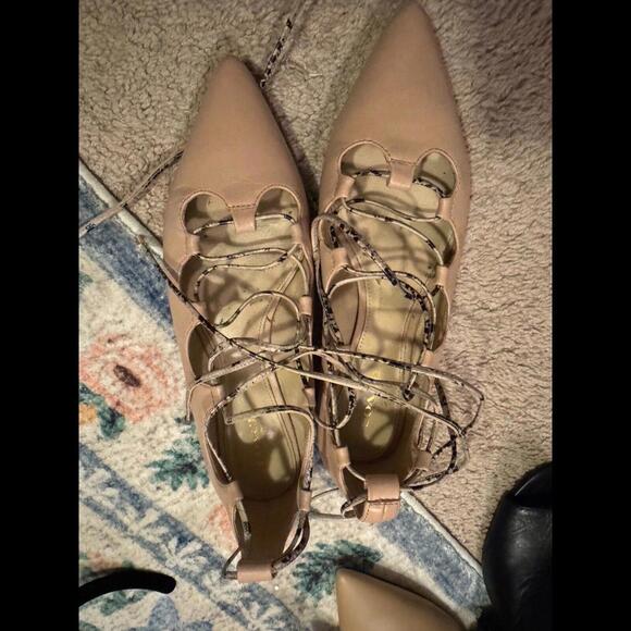 Coach tall tie nude snake print pointed toe flat size 7.5 - Picture 2 of 8